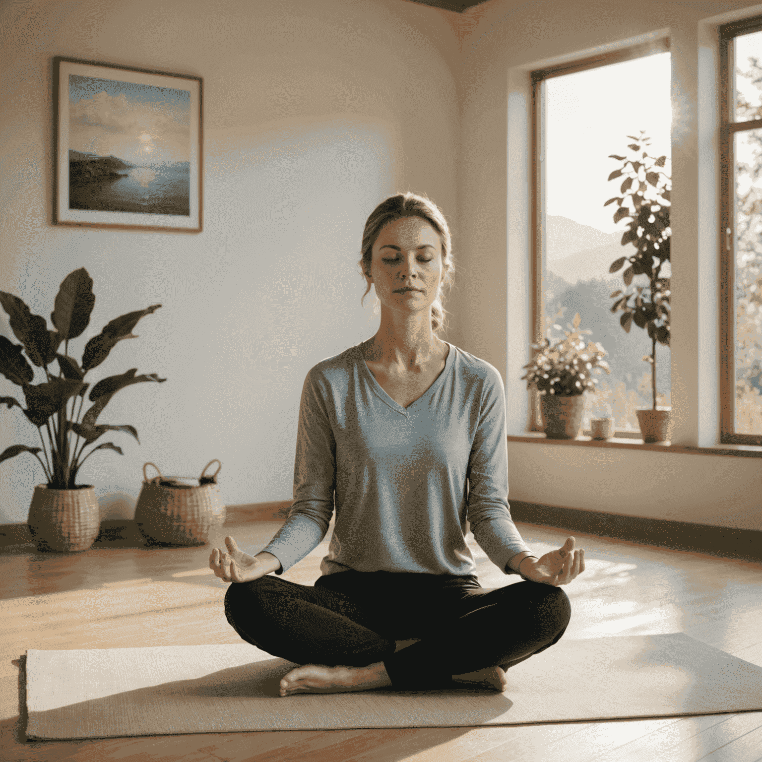 Imagen de una persona practicando mindfulness en un entorno tranquilo y luminoso